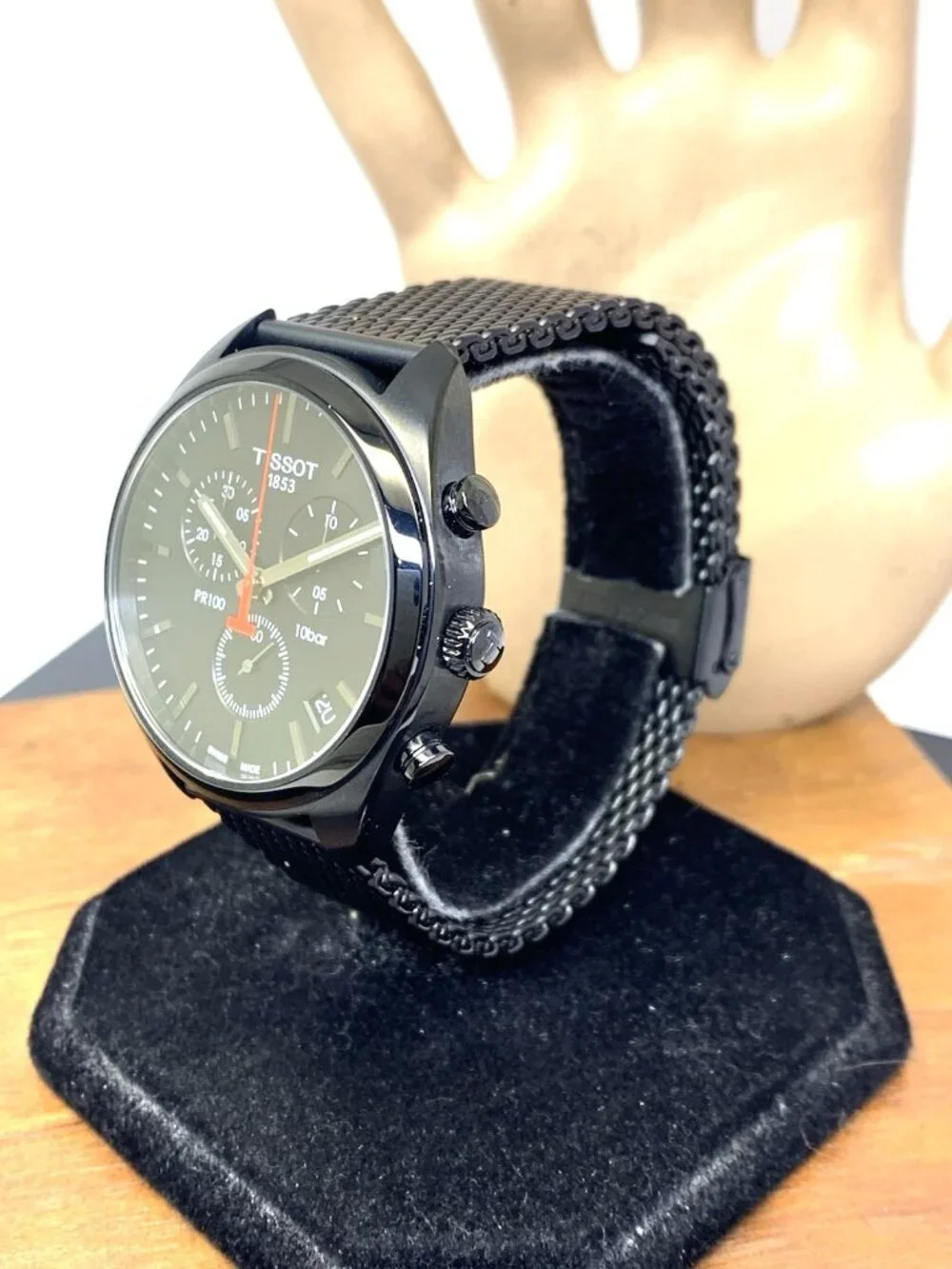 Tissot Mens Watch PR100 Swiss Quartz Chronograph Black Dial Steel T1014173305100